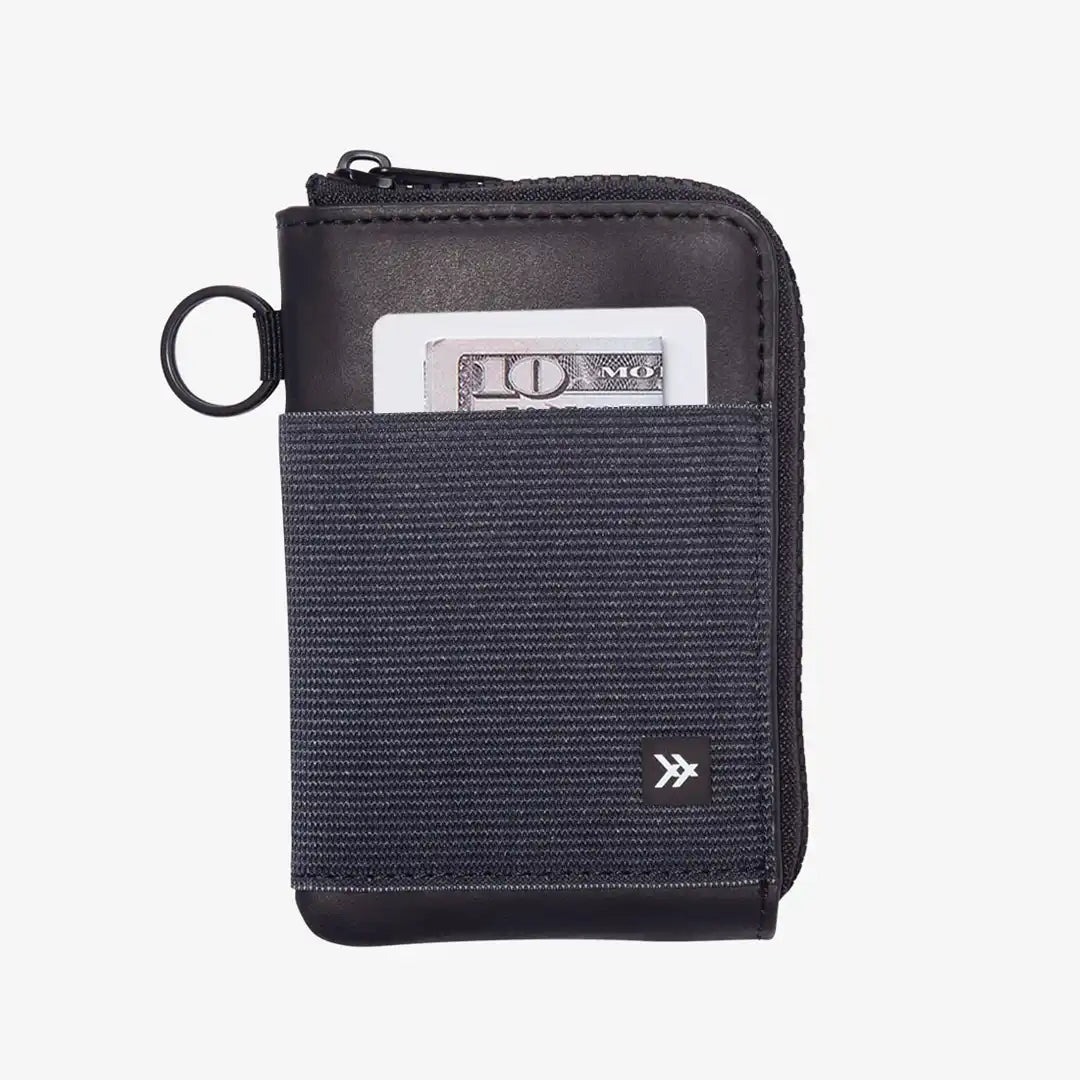 Black - Leather Zip Wallet