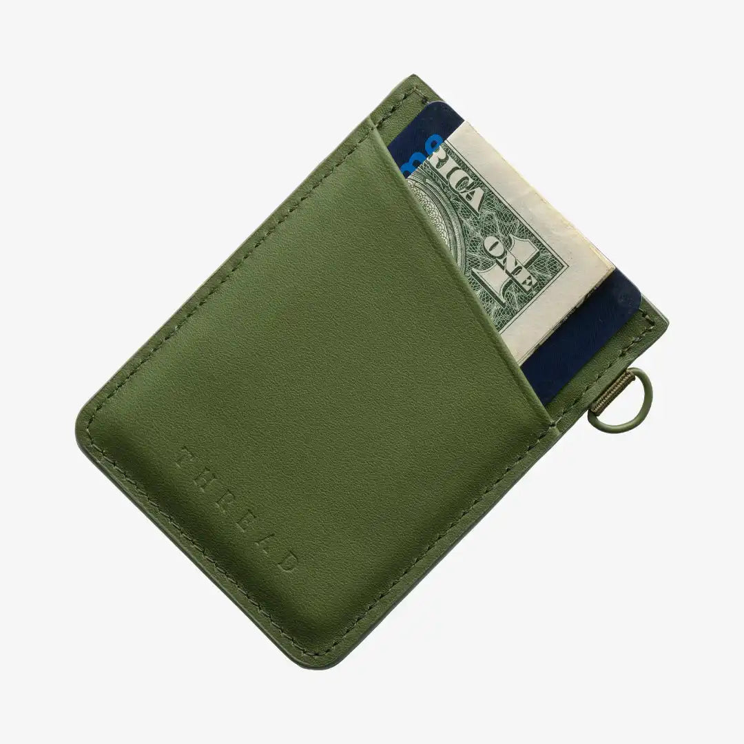 Olive - Vertical Leather Wallet