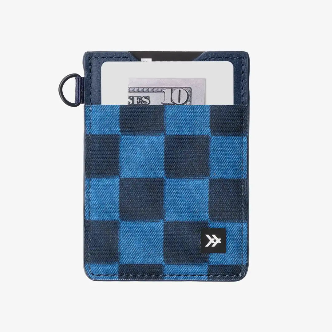 Denim Check - Vertical Leather Wallet