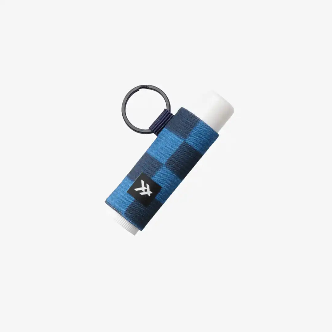 Denim Check - Chapstick Holder Keychain