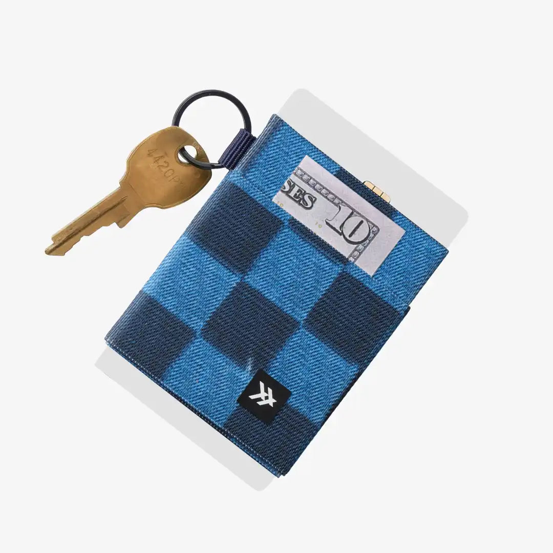 Denim Check - Elastic Wallet