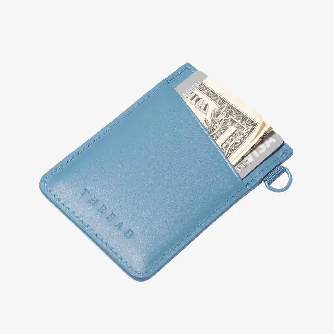 Surf Blue - Vertical Leather Wallet